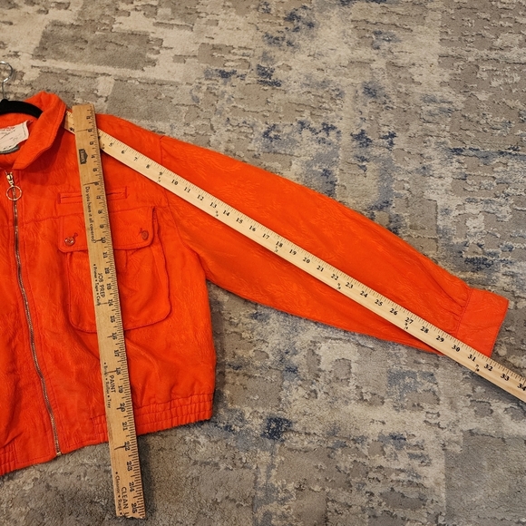Anthropologie Cartonnier Orange Jaquard Full Zip Eisenhower Jacket Large - Picture 11 of 17